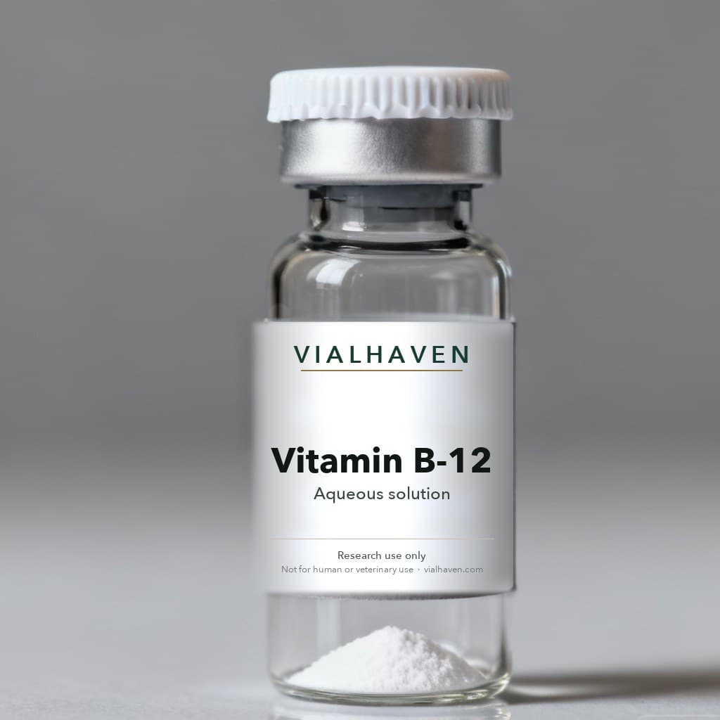 Vitamin B-12 (Cyanocobalamin) in a sealed vial